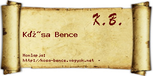 Kósa Bence névjegykártya